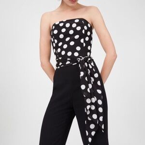 Club Monaco viral black & white polka dot Konstance silk jumpsuit - 4 (Small)